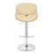 Armen Living Naples Cream Faux Leather Adjustable Height Swivel Walnut Wood and Chrome Base Bar Stool LCNABACRWA - alternate 3